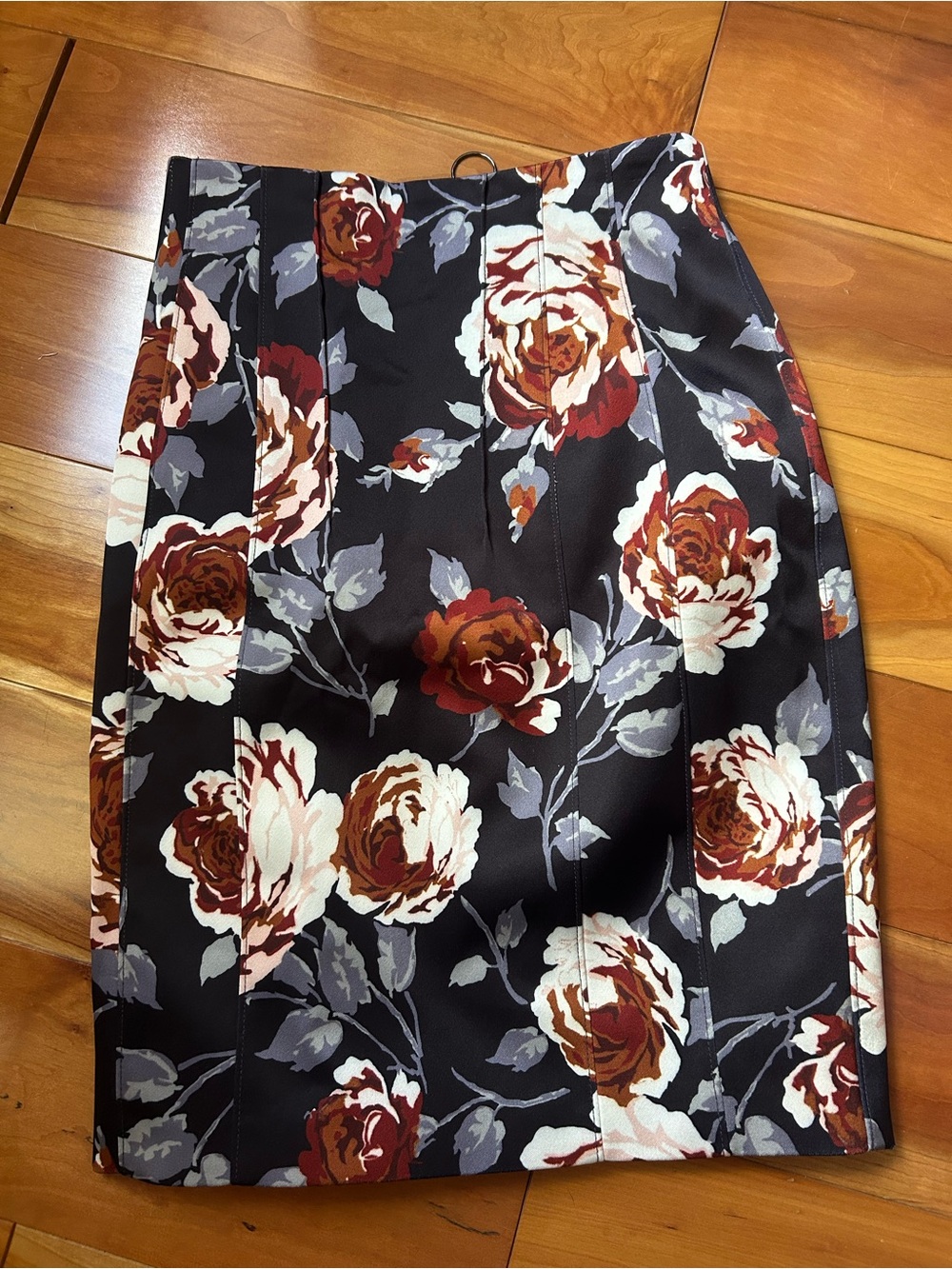 Theory Victoria Floral Satin Hourglass Skirt